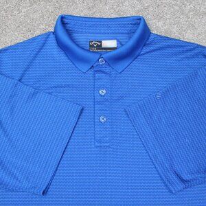 Callaway Polo Shirt Mens Large Blue Geometric Opti-Dri Golf Poly Short Sleeve